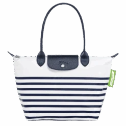 Longchamp Le Pliage Collection M Tote Bag Navy/White - Canvas
