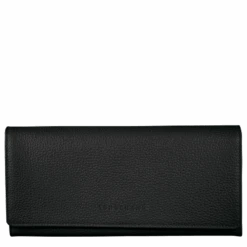 Longchamp Le Foulonné Continental Wallet Black - Leather