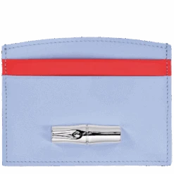 Longchamp Roseau Card Holder Sky Blue/Red - Leather