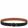 Longchamp Le Foulonné Ladies' Belt Black/Caramel - Leather