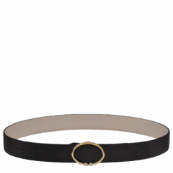 Longchamp Le Foulonné Ladies' Belt Black/Turtledove - Leather